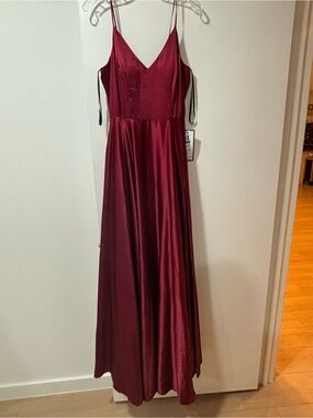 Macy's Burgundy Satin V-Neck Spaghetti-Strap Maxi Dress
